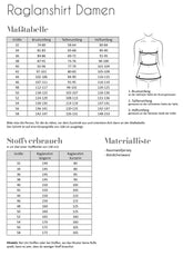 Papierschnittmuster Raglan Shirt Gr. 32 -58 Damen - Fadenkäfer